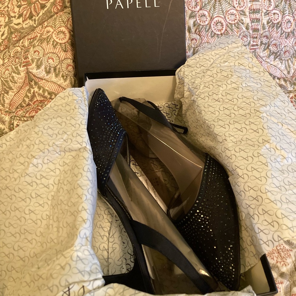Adrianna Papell mother of the groom navy beaded wedding shoes . Never worn